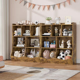 Garvee Estantería Infantil de 3 Niveles Vintage, Almacenamiento Multifuncional Seguro para Dormitorio y Aula, 91×39×108 cm - Vintage