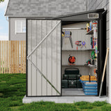 Garvee Cobertizo Metálico de 1.2x2.4 m con Techo Inclinado para Almacenamiento en Espacios Estrechos - Gris