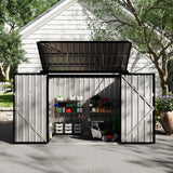 Garvee Cobertizo Metálico para 2 Cubos de Basura 172x101 cm Caseta Exterior de Acero Galvanizado con Techo Inclinado Tapa Neumática y Cerradura Gris Oscuro - Gris