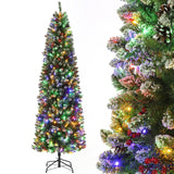 Garvee Árbol de Navidad 230cm con 350 Luces RGBW, PVC Resistente, Decoración Festiva Interior, Fácil Montaje, Blanco y Rojo - Verde Con Copos de Nieve Con Soporte de Metal X