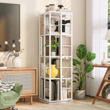 Garvee Estantería Giratoria 4 Niveles Con Rotación 360° Marco Metálico Industrial Madera Resistente Diseño Esquinero Blanco Para Espacios Pequeños - Blanco