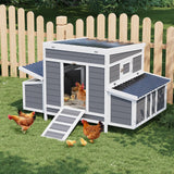 Garvee Gallinero Grande De Madera Para 4-6 Gallinas Con 2 Nidos Y Bandeja Extraíble, Rampa Antideslizante, Madera De Abeto, Techo Impermeable, Jardín, Natural