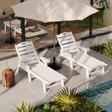 Garvee Chaise Lounge Exterior HDPE 5 Posiciones Ajustables Portavasos Versátil Ideal Piscina Jardín 198 × 60 × 32 cm