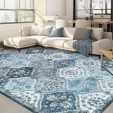 Garvee Alfombra Vintage Lavable 200x290 cm Antideslizante Suave Poliéster Para Salón Y Dormitorio - Azul & Gris