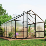 Garvee Invernadero de Jardín de Policarbonato y Aluminio para Exterior - Estructura Reforzada con Ventilación y Paneles 720g/m² - Ideal para Cultivo de Plantas y Huerto - Negro