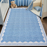 Garvee Alfombra Extra Grande Dora Azul para Salón y Dormitorio, Lavable y Antideslizante, Terciopelo Perlado con Base TPR Plegable, 200 × 290 cm - Azul