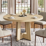 Garvee Mesa Circular de Comedor de Base Pedestal para Cenas de Grupos Pequeños en Cocinas 120cm Natural - Natural