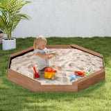 Garvee Caja de Arena Octogonal para Niños - Madera de Abeto Natural - Cubierta Impermeable y UV - 4 Bancos Resistentes - Jardín 82.5in x 82.5in x 9.1in