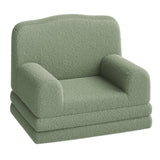 Garvee Sofá Infantil Convertible Sherpa Corona Diseño, Cama Plegable, Respaldo Ergonómico, Ligero, Portátil para Cuarto de Juegos y Guardería, Multicolor - Green