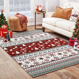 Garvee Alfombra navideña con diseño de reno rojo-verde, antideslizante, lavable, microfibra imitación de cashmere, 120x170cm, para dormitorio y oficina - Rojo & Verde