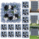 Garvee paneles de pared floral 3D con hortensias, silicona y tela de seda, montaje entrelazado para bodas y fiestas, 38.1x38.1cm, Multicolor - Azul