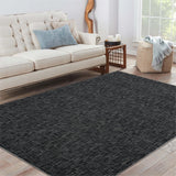 Garvee Alfombra de Pelo Corto, Negra, 160x230cm, Fácil de Cuidar, Resistente y Antideslizante, para Sala, Dormitorio, Cocina y Pasillo - Negro