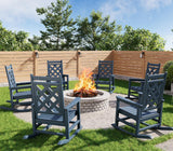 Garvee Conjunto de 6 Sillas Mecedoras Adirondack para Exterior, HDPE Resistente al Clima, Azul Marino, Diseño Ergonómico, Soporta 172 kg