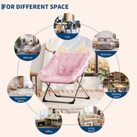 Garvee Silla Saucer de Piel de Conejo Plegable con Marco Metálico para Dormitorio y Sala, Rosa, Soporta 136 kg, Diseño Ergonómico