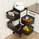 Garvee Carro de Almacenamiento Giratorio 5 Niveles Acero Carbono 4 Ruedas para Cocina Sala Niño Cuarto Organiza Frutas Juguetes Negro - Negro