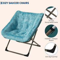 Garvee Silla Saucer De Piel De Conejo Plegable Cómoda Con Estructura Metálica Para Dormitorio Y Sala Compacta