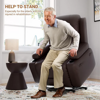 Garvee Sillón Reclinable Eléctrico con Elevación, Masaje 8 Puntos y Calor Lumbar, Cuero PU, 54-56cm Ancho de Asiento, Reclinación 135°, para Personas Mayores, Marrón