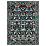 Garvee Alfombra de Terciopelo Perforado con Patrón Floral de Hiedra, Base TPR, 160x230cm, Azul, Lavable, Ideal para Sala y Dormitorio - Negro