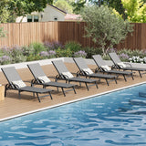 Garvee Silla De Exterior Lounge Ajustable Con Tela Textilene, Respaldo 5 Posiciones, Marco Metálico Resistente Para Patio Y Piscina, Gris, Set De 6 - Gris