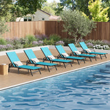 Garvee Juego de 6 Tumbonas de Exterior con Respaldo Ajustable en 5 Posiciones de Tela Textilene Transpirable y Marco de Metal Resistente para Patio y Piscina, Azul Cielo - Azul Cielo