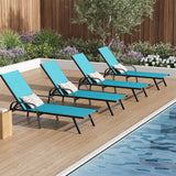Garvee Juego de 4 Tumbonas de Exterior con Respaldo Ajustable en 5 Posiciones de Tela Textilene Transpirable y Marco de Metal Resistente para Patio y Piscina, Azul Cielo - Azul Cielo