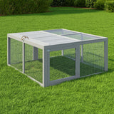 Garvee Gallinero Plegable para Conejos y Pollos, Madera de Pino, Malla Resistente, Ideal para Exteriores e Interiores, 116 cm Alto - Gris