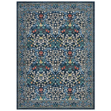 Garvee Teppich Perlvelour 160x230cm Azul Con Patrón Floral, Base TPR Lavable, Plegable Para Salón Y Dormitorio - Azul