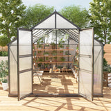 Garvee Invernadero Exterior 2.4x4.2 m con Paneles Polic. UV, Ventana Techo Ventilada, Marco Aluminio Resistente, Antiviento, Ideal para Jardín Patio