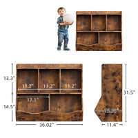 Garvee Armario Almacenamiento Juguetes y Libros MDF 2 Niveles, 2 Compartimentos Abiertos y 2 Cajas Inclinadas, Altura Niño-Amigable, Diseño Seguro, Vintage, Sin, para Dormitorio Infantil