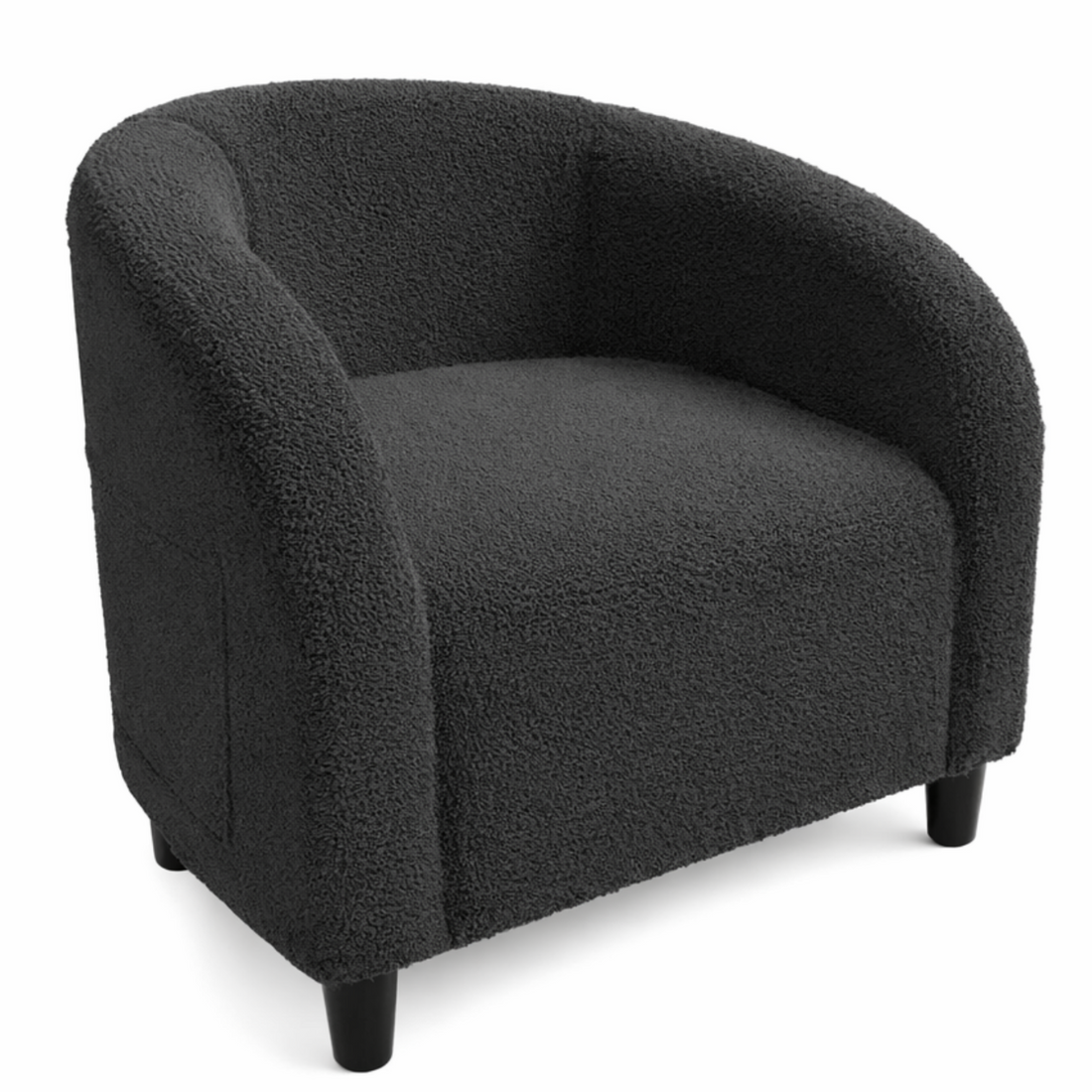 Garvee Sillón Barrel Bouclé Club Sherpa con Apoyabrazos Curvos y Espuma de Alta Densidad, Patas Plásticas Resistentes, Ideal para Salón y Oficina, Gris Oscuro