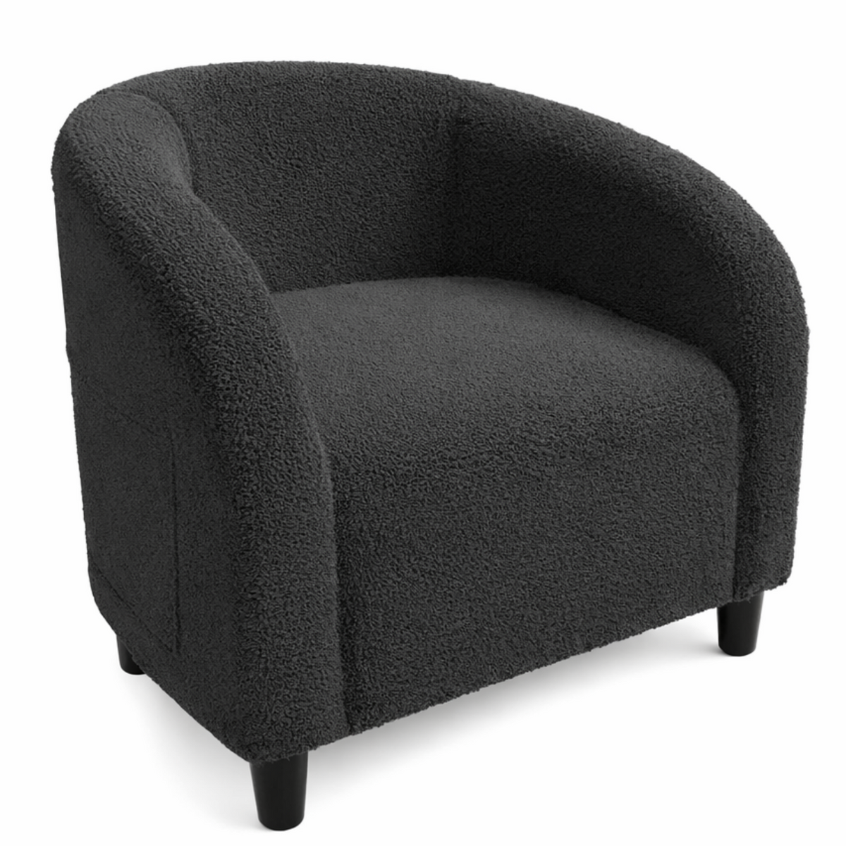 Garvee Sillón Barrel Bouclé Club Sherpa con Apoyabrazos Curvos y Espuma de Alta Densidad, Patas Plásticas Resistentes, Ideal para Salón y Oficina, Gris Oscuro