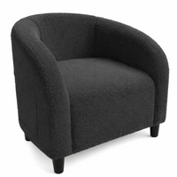Garvee Sillón Barrel Bouclé Club Sherpa con Apoyabrazos Curvos y Espuma de Alta Densidad, Patas Plásticas Resistentes, Ideal para Salón y Oficina, Gris Oscuro