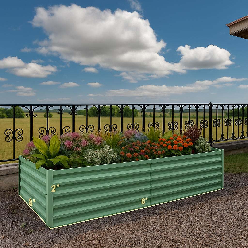 Garvee Cama de Jardín Elevada Metálica Acero Galvanizado 0.5mm Sin Base Profundidad 61 cm 180x90x60 cm Verduras Hierbas Exteriores Verde