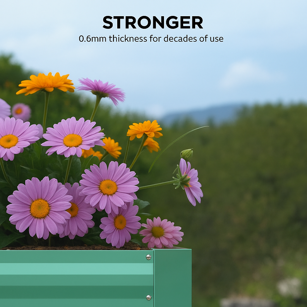 Garvee Cama de Jardín Elevada Metálica Acero Galvanizado 0.5mm Sin Base Profundidad 61 cm 180x90x60 cm Verduras Hierbas Exteriores Verde