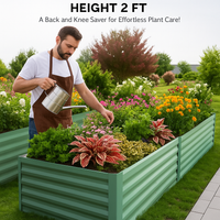 Garvee Cama de Jardín Elevada Rectangular de Acero Galvanizado Resistente para Cultivo de Verduras y Flores en Patio Exterior 180x90x60cm Verde