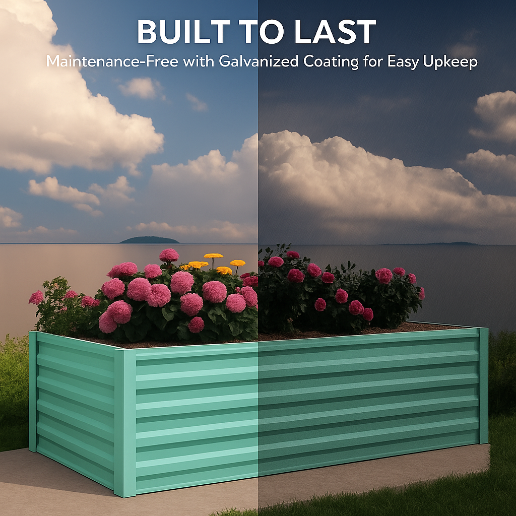 Garvee Cama de Jardín Elevada Metálica Acero Galvanizado 0.5mm Sin Base Profundidad 61 cm 180x90x60 cm Verduras Hierbas Exteriores Verde