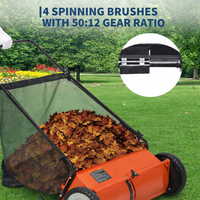 Garvee Barredora de Césped Manual 53,3 cm con Cepillos Giratorios, Capacidad 99,1 L, Ajuste de Altura, Material Resistente, para Jardines y Patios