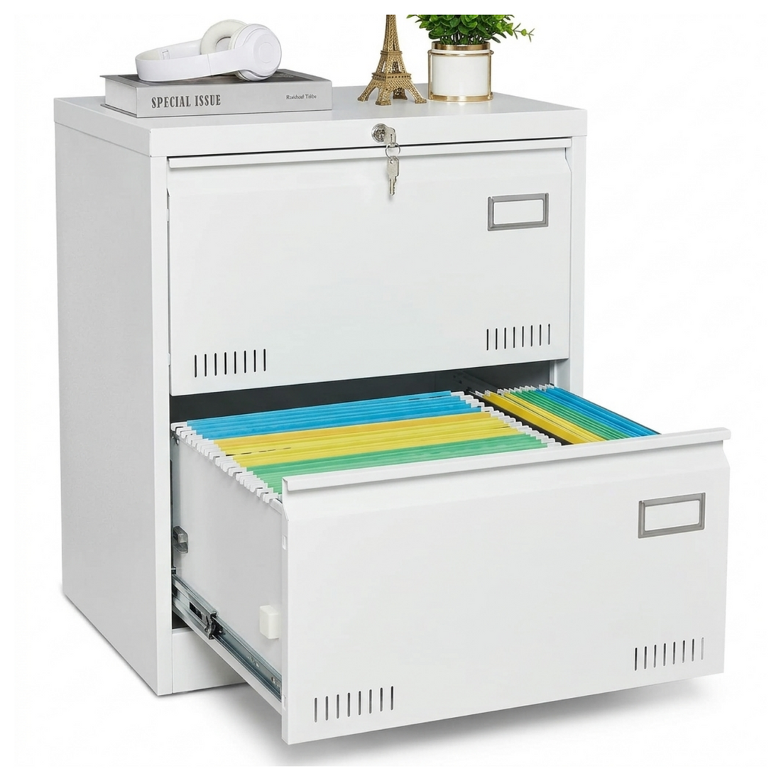 Garvee Archivador De Acero Al Carbono Con Cajones Anchos Gran Capacidad Oficina Seguro Diseño Amplio