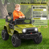 Garvee Coche Eléctrico 12V, Bluetooth, Control Remoto, 2 Velocidades, Luces LED, 3-6 años, Interior y Exterior, Verde