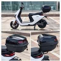 Garvee Baúl Trasero para Moto y Scooter Eléctrico, ABS+PP Reforzado, Capacidad Grande, Soporte Universal con Cerradura, Impermeable y Antipolvo, 39 x 39 x 29 cm, Negro