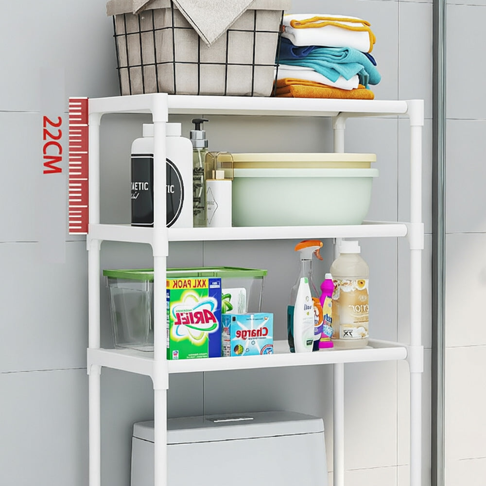 Garvee Estante de almacenamiento para inodoro de 3 niveles, organizador independiente para encima del inodoro, para baño, lavandería, balcón, 51x30x134cm, blanco