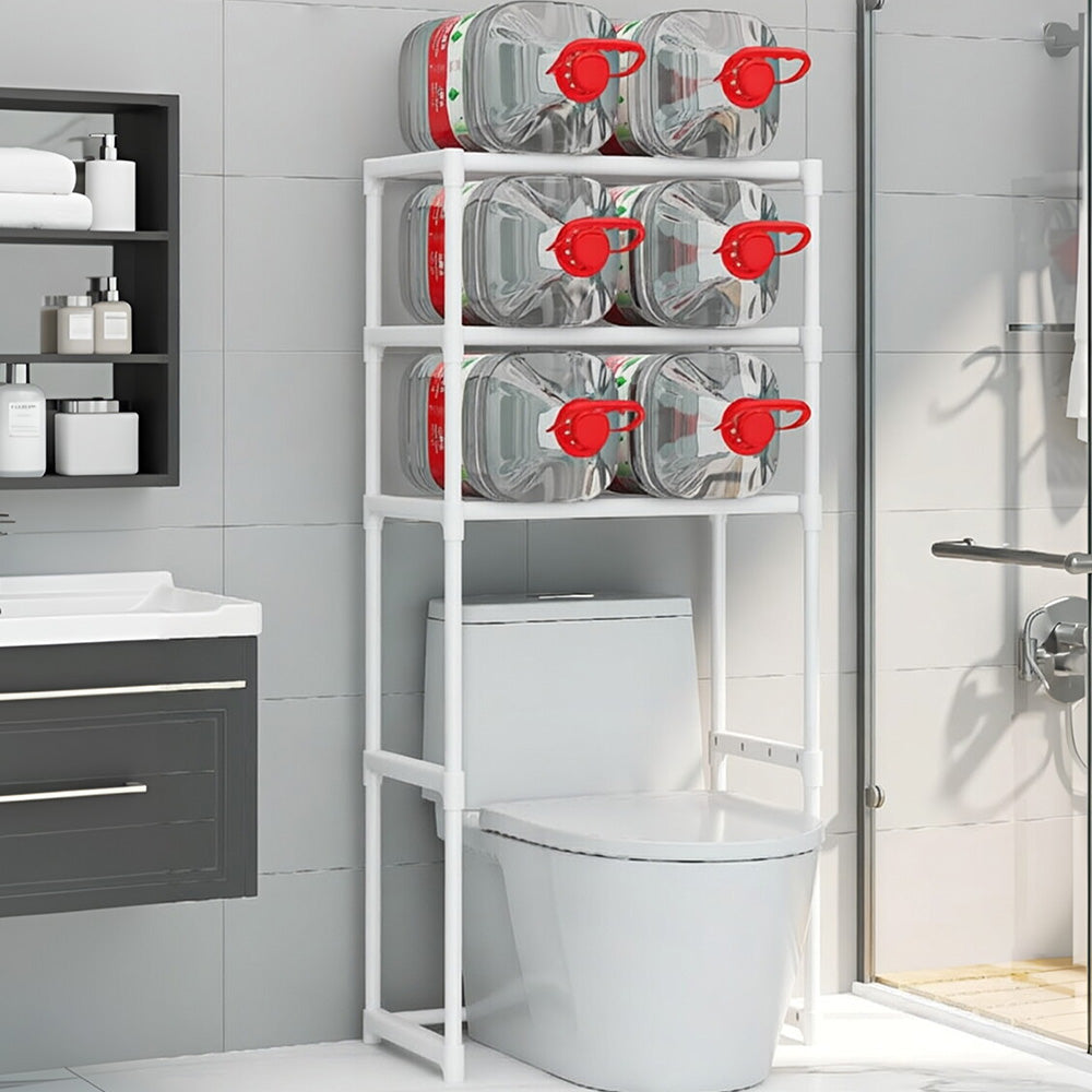 Garvee Estante de almacenamiento para inodoro de 3 niveles, organizador independiente para encima del inodoro, para baño, lavandería, balcón, 51x30x134cm, blanco