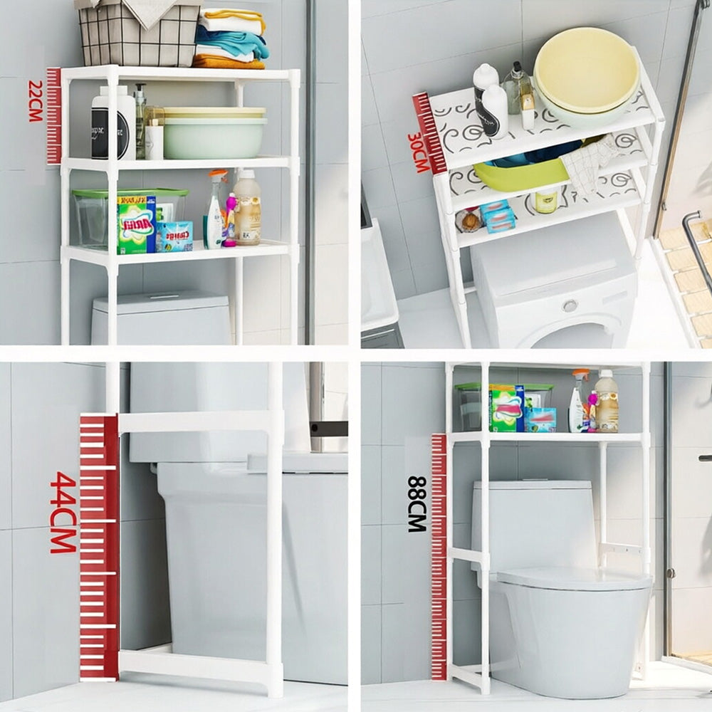 Garvee Estante de almacenamiento para inodoro de 3 niveles, organizador independiente para encima del inodoro, para baño, lavandería, balcón, 51x30x134cm, blanco