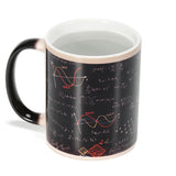 Garvee Taza de Café Termosensible con Fórmulas Matemáticas, Cerámica Negra, Doble Cara, 301-400ml, Ideal para Estudiantes y Profesores