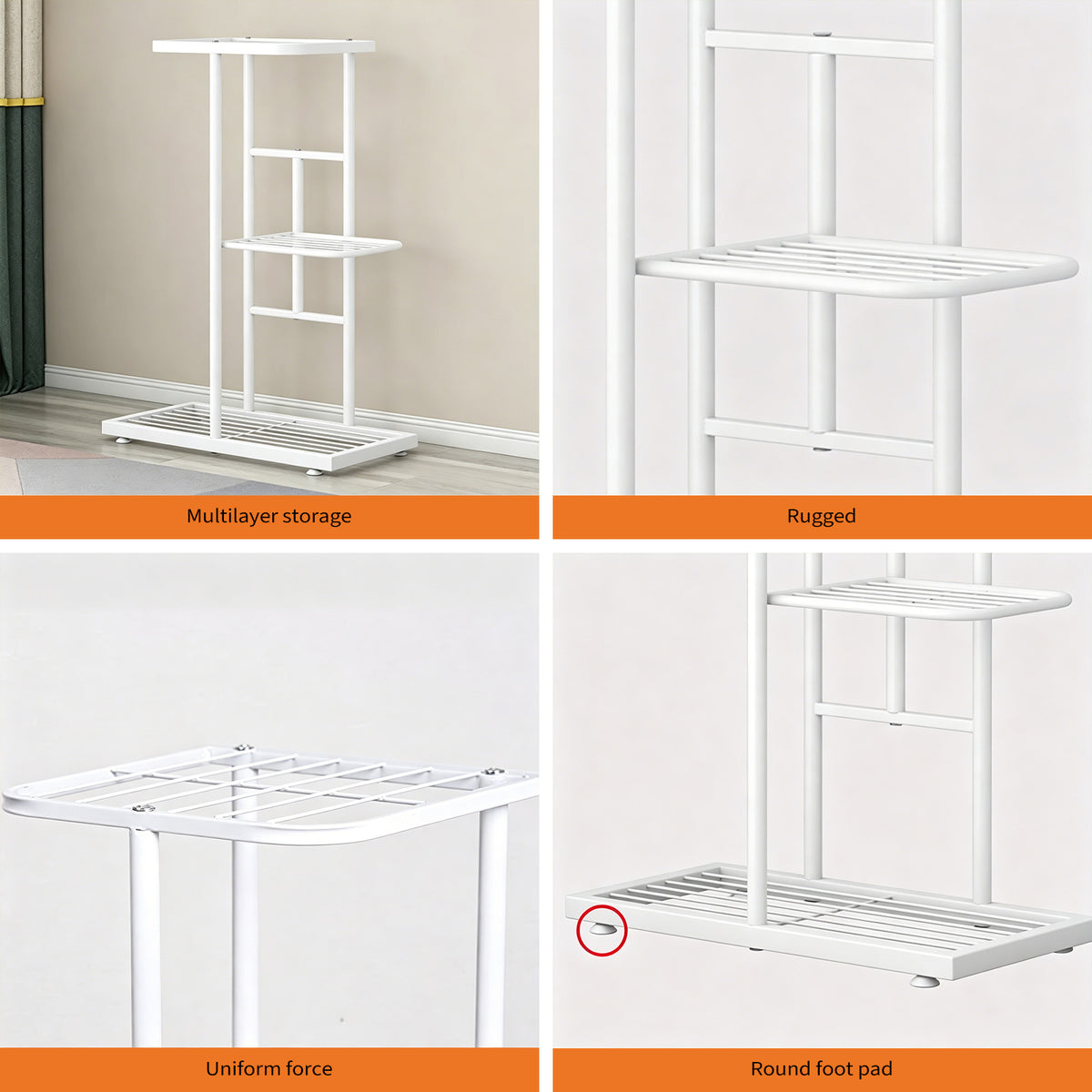 Garvee Estantería para Plantas de 6 Niveles en Metal, Soporte Multicapa de Esquina para 7 Macetas en Interior y Exterior, Blanco