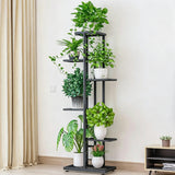 Garvee Estantería para Plantas de Metal con 6 Niveles, Soporte de Esquina Compacto para Macetas en Jardín y Salón, Gris Oscuro Plateado - Gris Oscuro Con Plateado