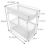 Garvee Organizador De Cocina 2 Estantes Extraíbles Con Cajones Removibles Para Armarios Y Baños Blanco Ahorro De Espacio - Hierro Debajo del Lavandino - Pequeña Tamaño - Blanco