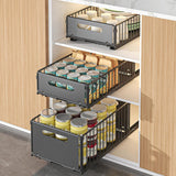 Cajón telescópico Garvee extensible con estantes extraíbles para armarios de cocina (37,5 x 24,5 x 10 cm), color negro - Negro