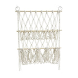 Garvee Hamaca de Pared para Peluches 2 Capas, Macramé Bohemio, Altura Ajustable, Organizador Infantil de Madera, para Dormitorio y Sala de Juegos - Blanco-1