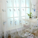 Garvee cortinas transparentes bordadas con Rosas Garvee con dobladillo para Barra, Elegantes Cortinas de Tul Floral para Dormitorio, Sala de Estar y Balcón, 99×249 cm, Blancas